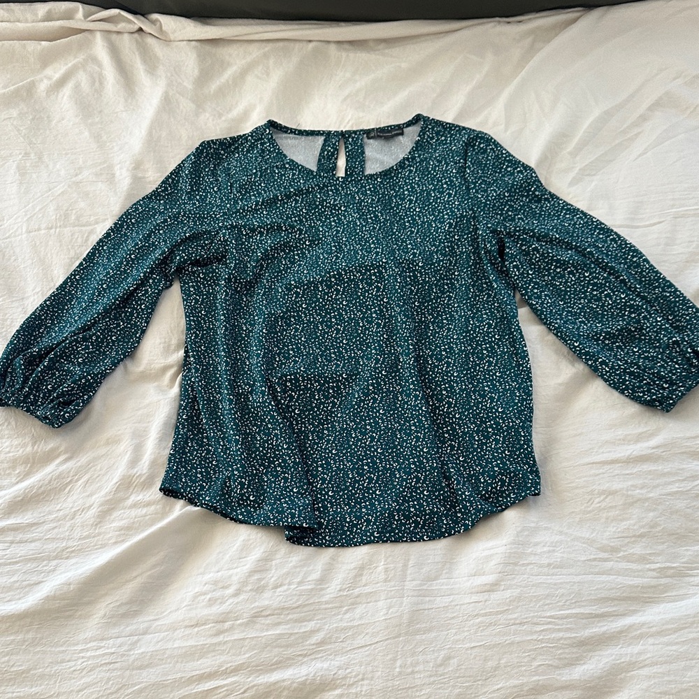 Adrianna Papell Teal Speckled Blouse